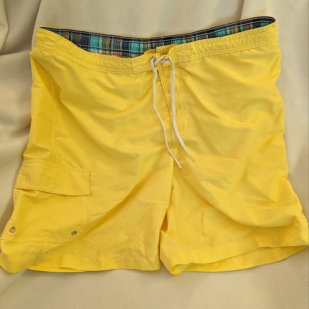 Merona men's XL lined swim shorts in yellow